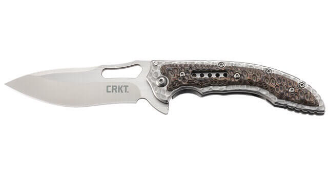 CRKT 5460C Fossil Compact EDC 3.41" Folding Plain Satin 8Cr13MoV SS Blade Stainless Steel w/Brown G10 Overlay - Image 4