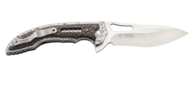 CRKT 5460C Fossil Compact EDC 3.41" Folding Plain Satin 8Cr13MoV SS Blade Stainless Steel w/Brown G10 Overlay - Image 2