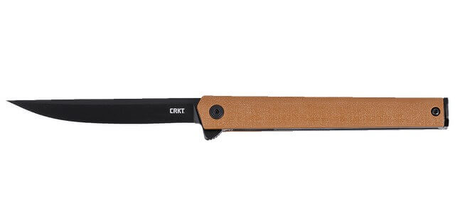 CRKT 7097DKC CEO Flipper 3.35" Folding Plain Black EDP AUS8A SS Blade Desert Tan GRN Handle - Image 4