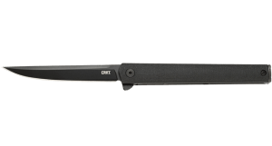 CRKT 7097KC CEO Flipper 3.35" Folding Plain Black EDP AUS8A SS Blade  Black GRN Handle