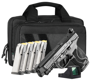 Smith & Wesson 14748 M&P M2.0 Bundle Full Size 10mm Auto 15+1 4.60" Black Armornite Stainless Steel Barrel & Serrated w/Optic Slide  Black Polymer Frame w/Picatinny Rail  Interchangeable Palmswell Grip  Viridian RFX-11 Green Dot  5 Mags & Bag