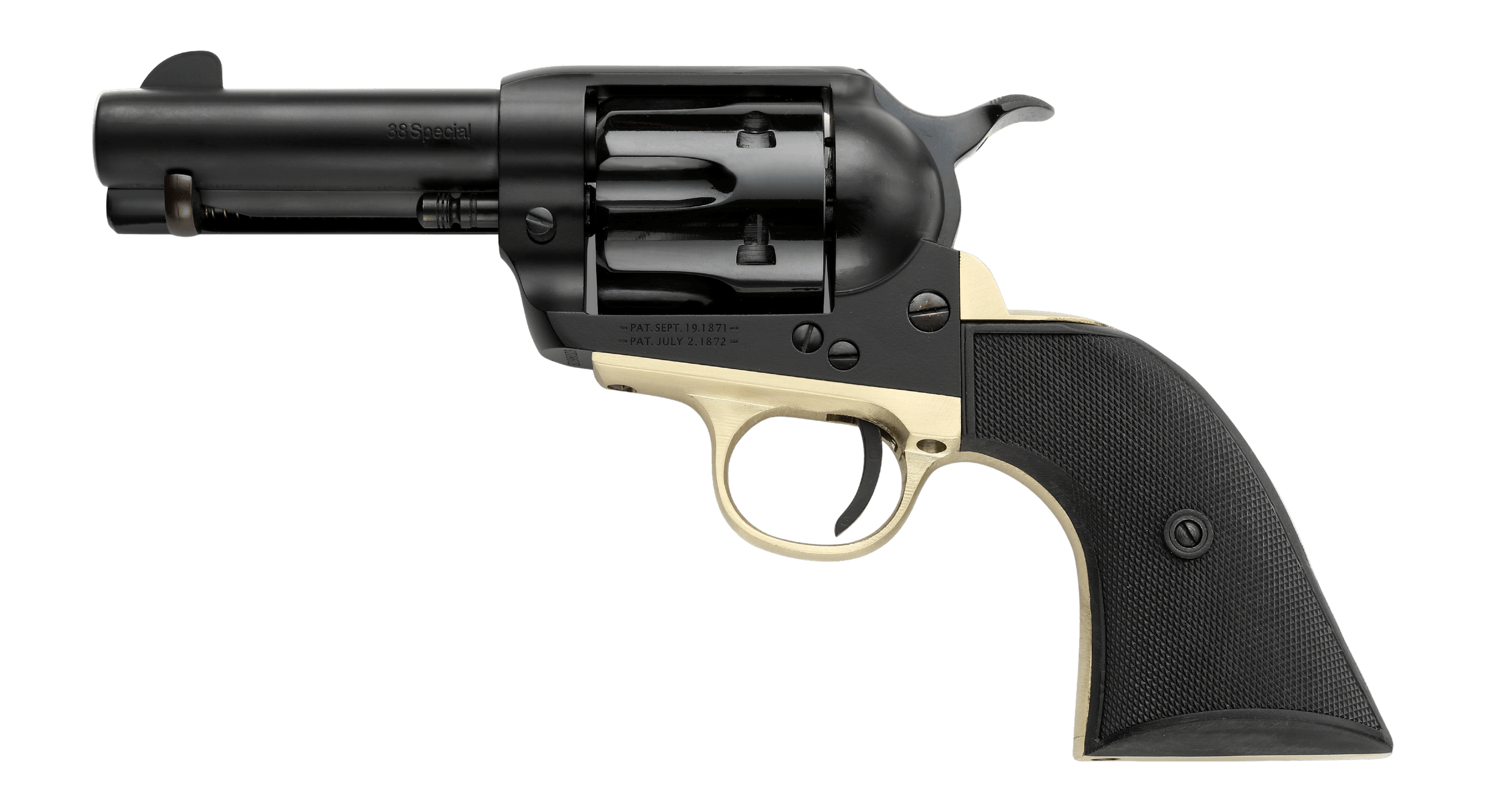 Pietta PFI38ALLOYBR312CB 38 Super 6 Shot 10rd Shot 3.50" Matte Black Alloy Steel Frame w/Brass Backstrap & Trigger Guard Black Checkered Grip