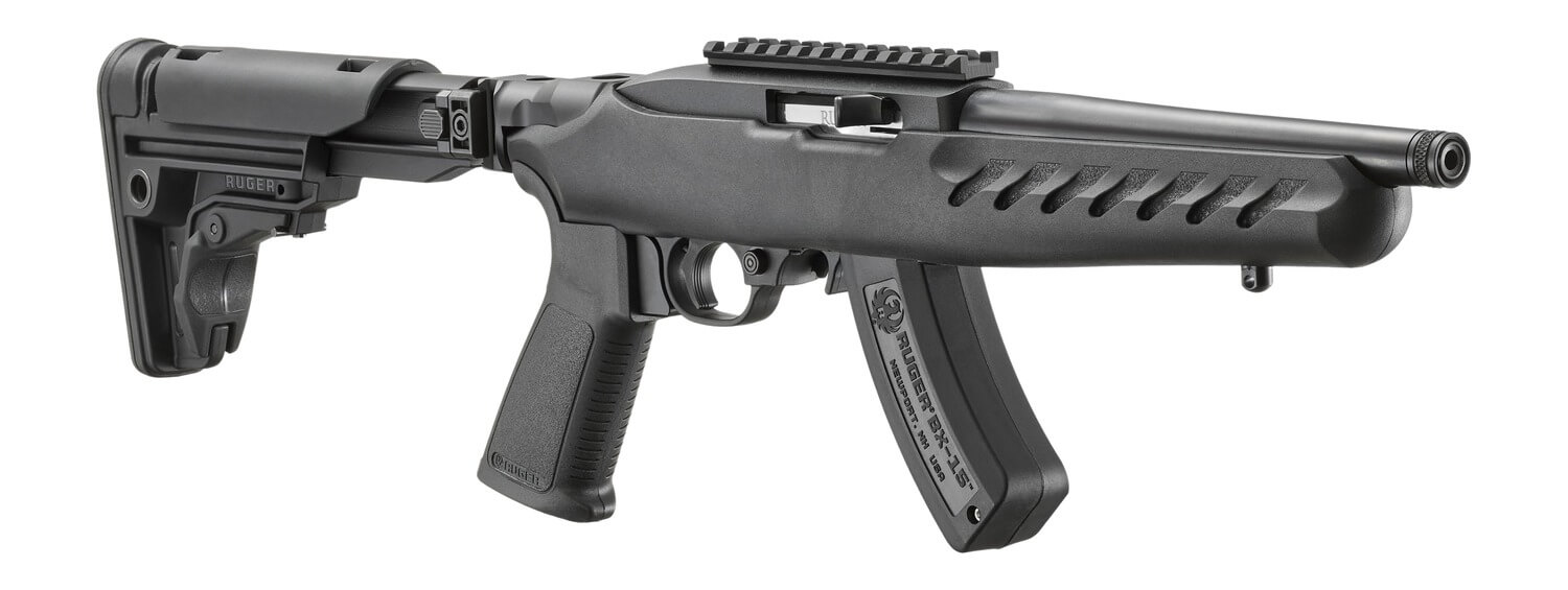 Ruger 33000 10/22 SBR 22 LR 15+1 8″ Matte Black Threaded Barrel Black Receiver w/Picatinny Rail Black Folding/Reversible Polymer Stock Polymer Grip Ruger 33000 10/22 SBR 22 LR 15+1 8″ Matte Black Threaded Barrel Black Receiver w/Picatinny Rail Black Folding/Reversible Polymer Stock Polymer Grip