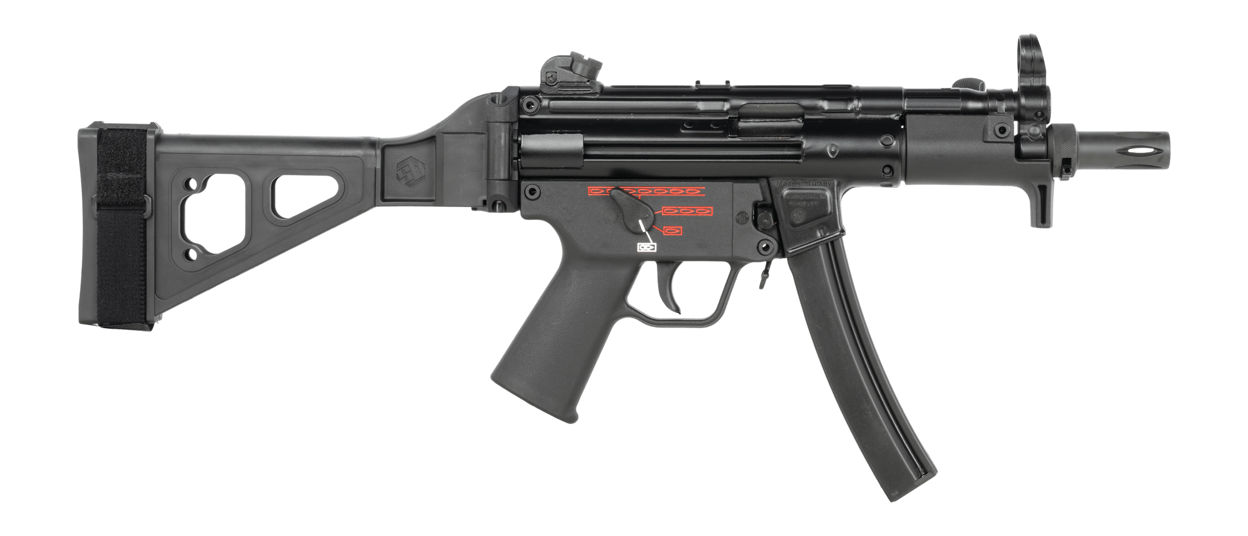 Century Arms HG6035NBN AP5 Navy 9mm Luger 30+1 5.80" Manganese Phosphate Threaded Barrel Black Lacquer Over Manganese Phosphate Steel Stamped Receiver Pistol Brace Black Navy Style Grip