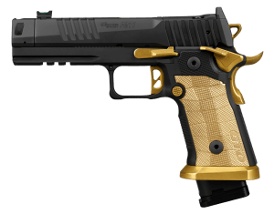 Sig Sauer 211F-9-GTO-SC P211 GTO Spectre Comp Full Size 9mm Luger 23+1 4.40" Black Bull Barrel w/MACH3D Compensator Black Nitron Stainless Steel Optic Ready/Serrated Slide & Frame w/Picatinny Rail Custom Brass LOK Grip Panels SIGLOC-PRO Footprint