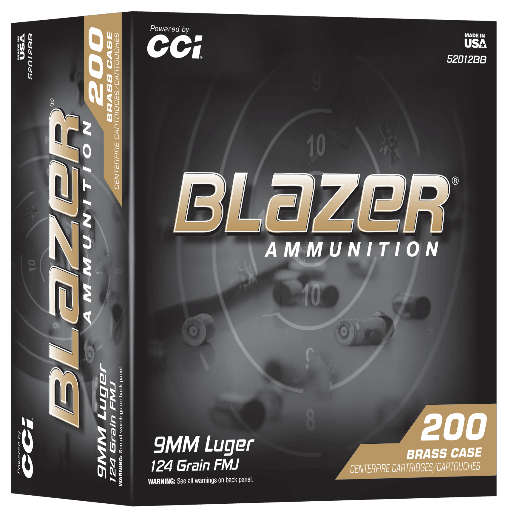 CCI 52012BB Blazer 9mmLuger 124gr Full Metal Jacket 200 Per Box/5 Case