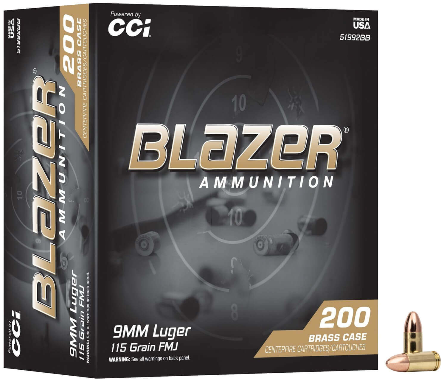 CCI 51992BB Blazer 9mmLuger 115gr Full Metal Jacket 200 Per Box/5 Case - Image 2
