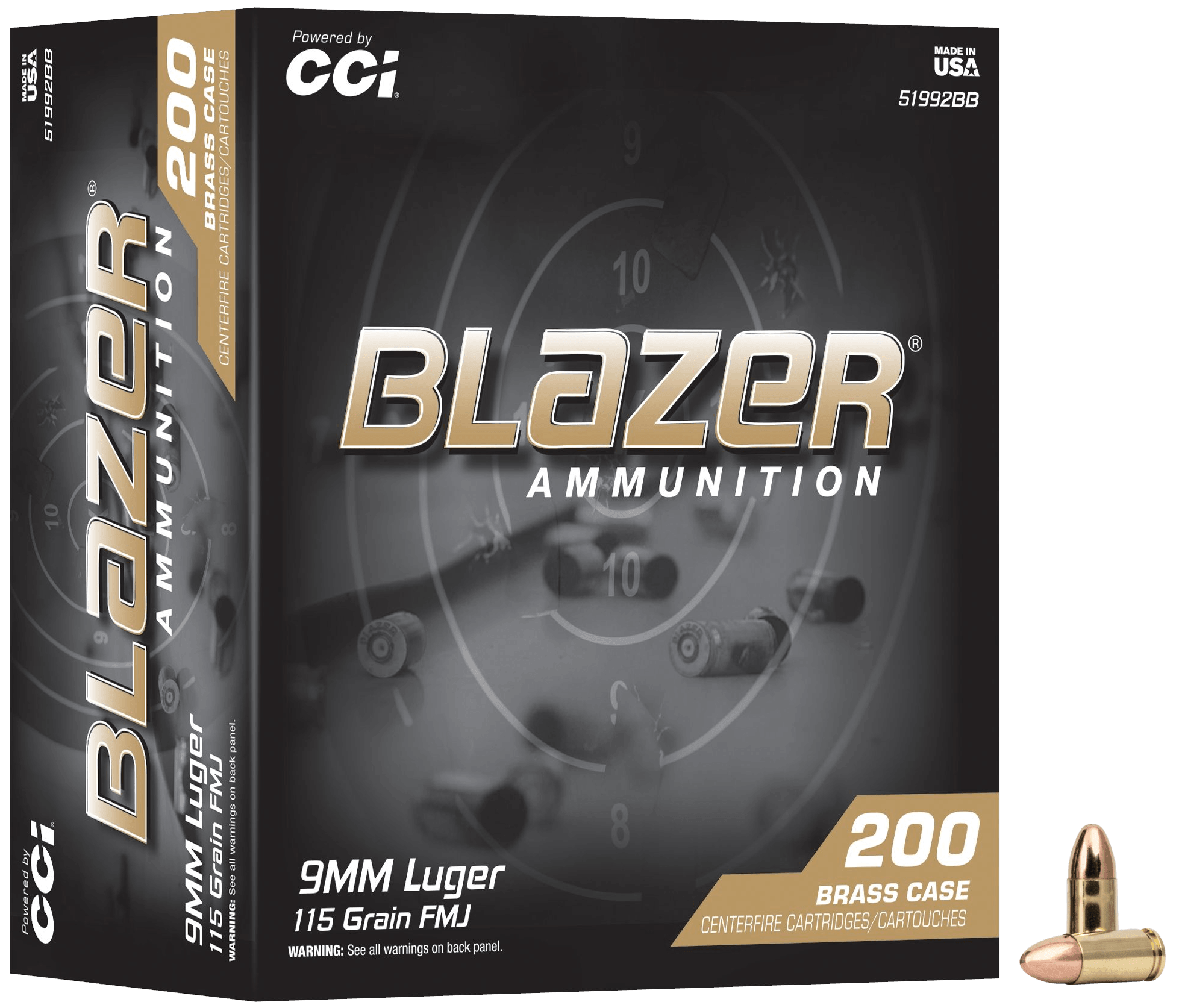 CCI 51992BB Blazer 9mmLuger 115gr Full Metal Jacket 200 Per Box/5 Case