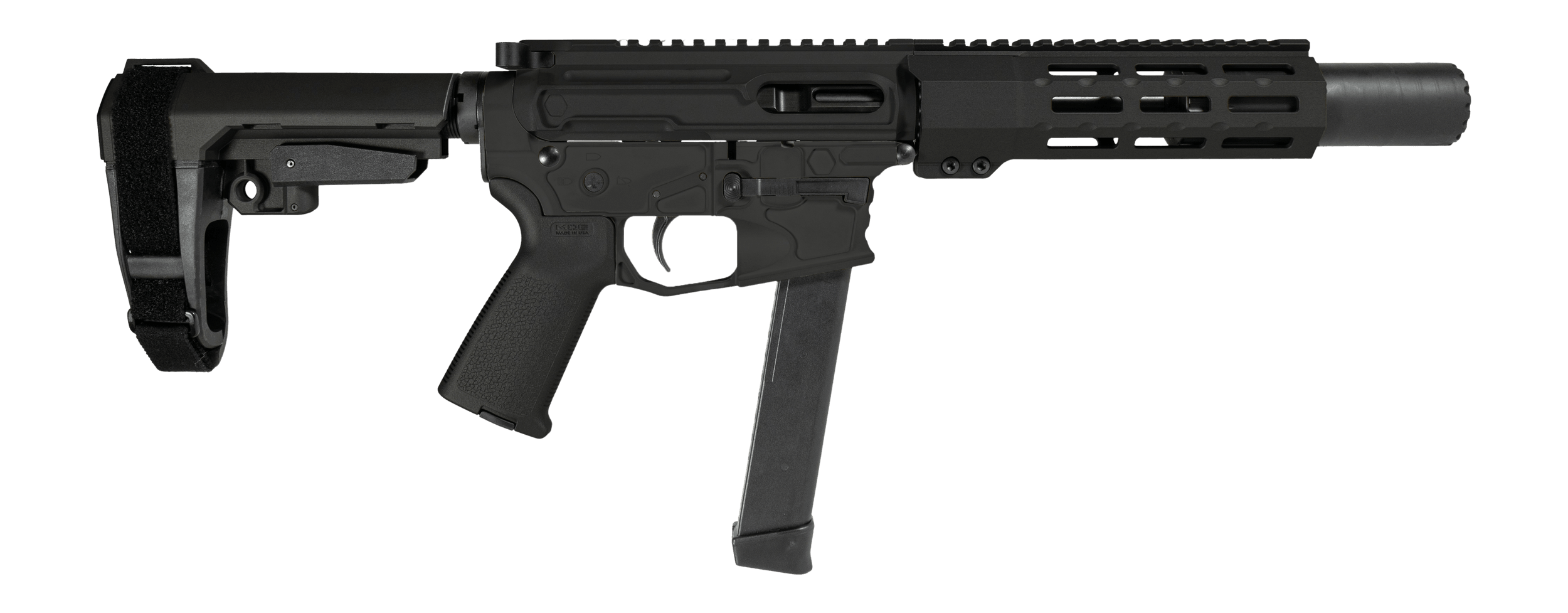 Shark Coast Tactical SCC06711SPBO9 Sneeky Pete 9mm Luger 30+1 5.50" Black Melonite Threaded Barrel Black Cerakote Receiver SB Tactical SBA3 Brace