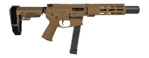 Shark Coast Tactical SCC06735SPFDE9 Sneeky Pete 9mm Luger 30+1 5.50" Black Melonite Threaded Barrel Flat Dark Earth Cerakote Receiver SB Tactical SBA3 Brace