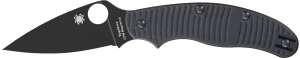 Spyderco C94GMCBKP Salt UK Penknife  2.95" Folding Plain Black DLC CPM MagnaCut Steel Blade  Black Textured G10 Handle