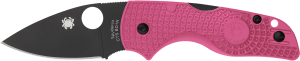 Spyderco C230PPNBK LIL' Native Lightweight Living Beyond Breast Cancer 2.42" Folding Plain Black DLC CTS BD1N SS Blade  Pink Textured FRN Handle