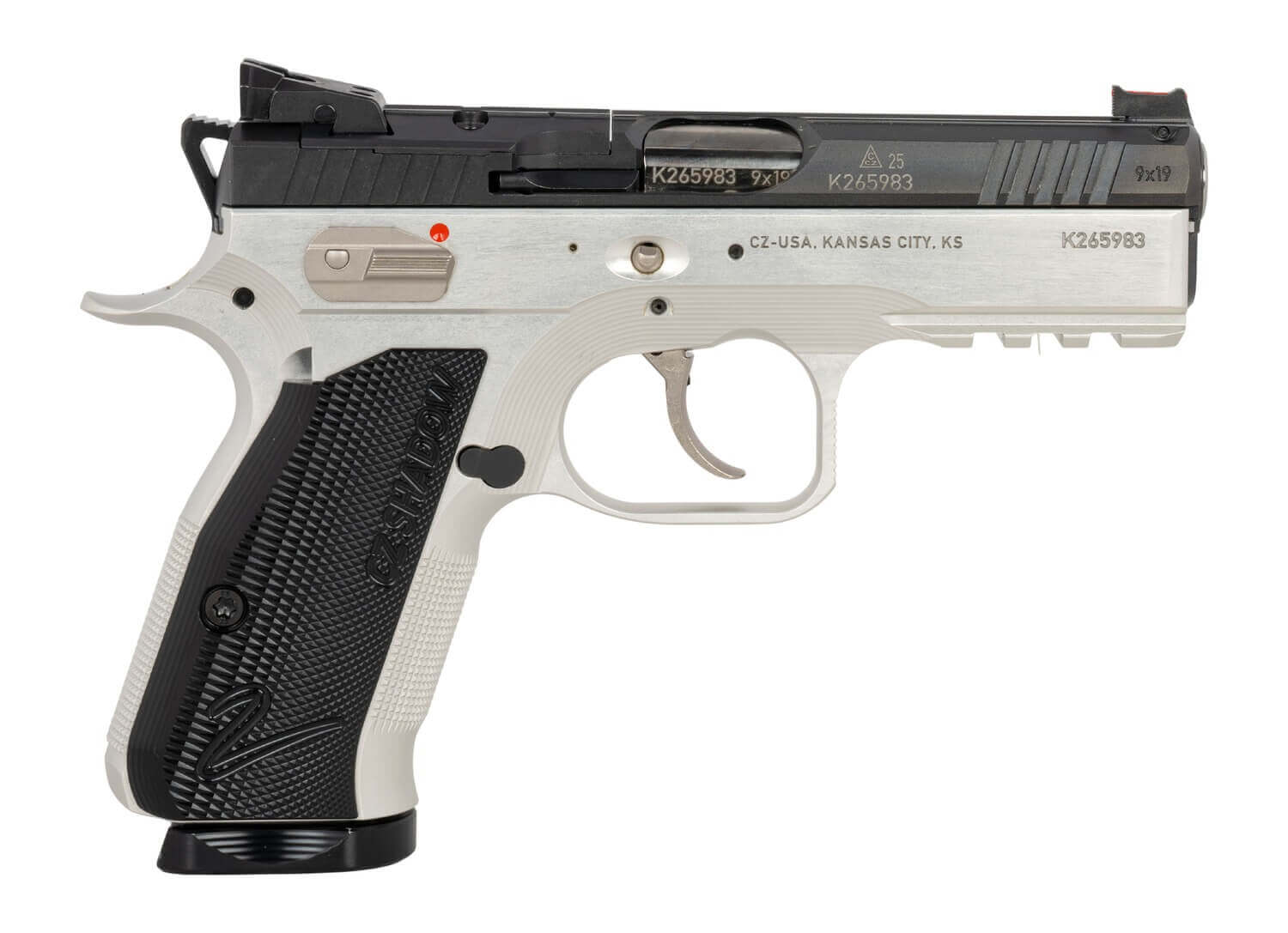CZ-USA 86156 Shadow 2 Compact Frame 9mm Luger 15+1 4" Stainless Black Optic Ready/Serrated Slide Silver Aluminum Frame w/Beavertail & Picatinny Rail Black Duralumin Grip - Image 4