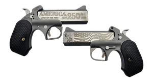 Bond Arms BA250TH-45/410 America 250th Anniversary 45 Long Colt/410 Gauge 2 Shot 4.25″ Engraved Rough Matte Stainless Steel Barrel & Frame Black B6 Resin Grip Exposed Hammer Bond Arms BA250TH-45/410 America 250th Anniversary 45 Long Colt/410 Gauge 2 Shot 4.25″ Engraved Rough Matte Stainless Steel Barrel & Frame Black B6 Resin Grip Exposed Hammer