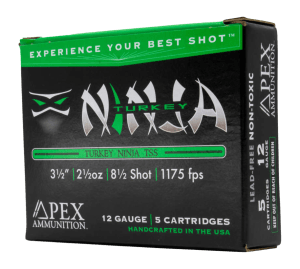 Apex Ammunition NINJA35 Ninja TSS 12Gauge 3.50ā³ 2 1/2oz 8.5Shot 5 Per Box/10 Case Apex Ammunition NINJA35 Ninja TSS 12Gauge 3.50ā³ 2 1/2oz 8.5Shot 5 Per Box/10 Case