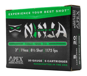 Apex Ammunition NINJA20 Ninja TSS 20Gauge 3ā³ 1 5/8oz 8.5Shot 5 Per Box/10 Case Apex Ammunition NINJA20 Ninja TSS 20Gauge 3ā³ 1 5/8oz 8.5Shot 5 Per Box/10 Case