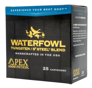 Apex Ammunition WS20-475 Waterfowl TSS/S3 20Gauge 3ā³ 1 1/8oz 4/7.5Shot 25 Per Box/10 Case Apex Ammunition WS20-475 Waterfowl TSS/S3 20Gauge 3ā³ 1 1/8oz 4/7.5Shot 25 Per Box/10 Case