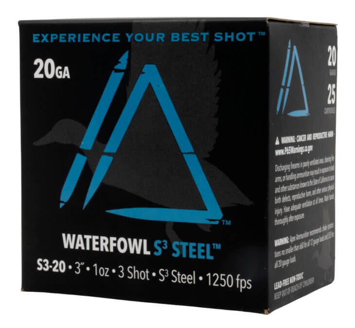 Apex Ammunition S320-3 Waterfowl S3 20Gauge 3″ 1oz 3Shot 25 Per Box/10 Case Apex Ammunition S320-3 Waterfowl S3 20Gauge 3″ 1oz 3Shot 25 Per Box/10 Case
