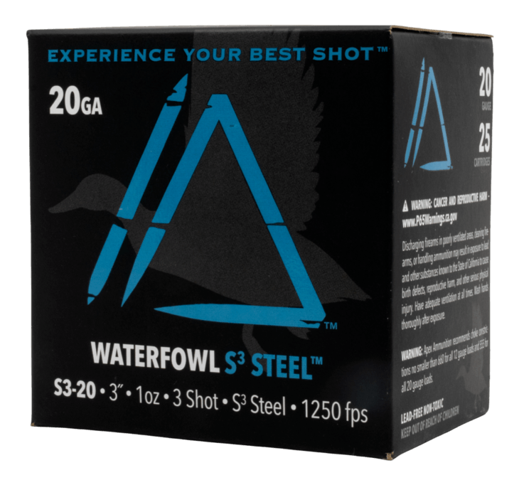 Apex Ammunition S320-3 Waterfowl S3 20Gauge 3″ 1oz 3Shot 25 Per Box/10 Case Apex Ammunition S320-3 Waterfowl S3 20Gauge 3″ 1oz 3Shot 25 Per Box/10 Case