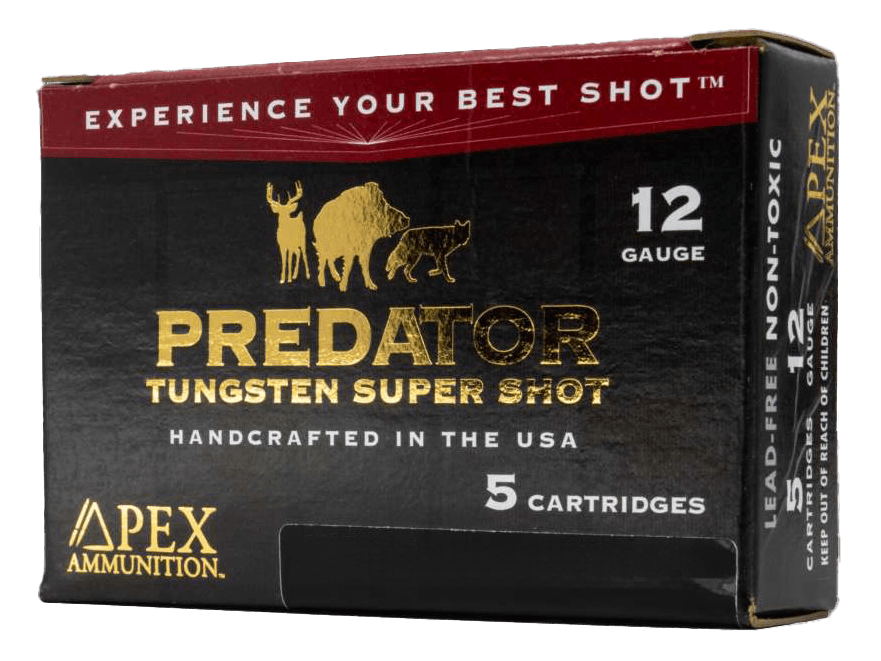 Apex Ammunition PK35-2502 Predator TSS 12Gauge 3.50″ 2.50oz 2Shot 5 Per Box/10 Case Apex Ammunition PK35-2502 Predator TSS 12Gauge 3.50″ 2.50oz 2Shot 5 Per Box/10 Case
