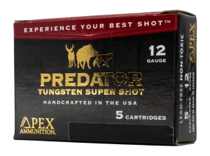 Apex Ammunition PK3-2024 Predator TSS 12Gauge 3ā³ 2oz 2/4Shot 5 Per Box/10 Case Apex Ammunition PK3-2024 Predator TSS 12Gauge 3ā³ 2oz 2/4Shot 5 Per Box/10 Case