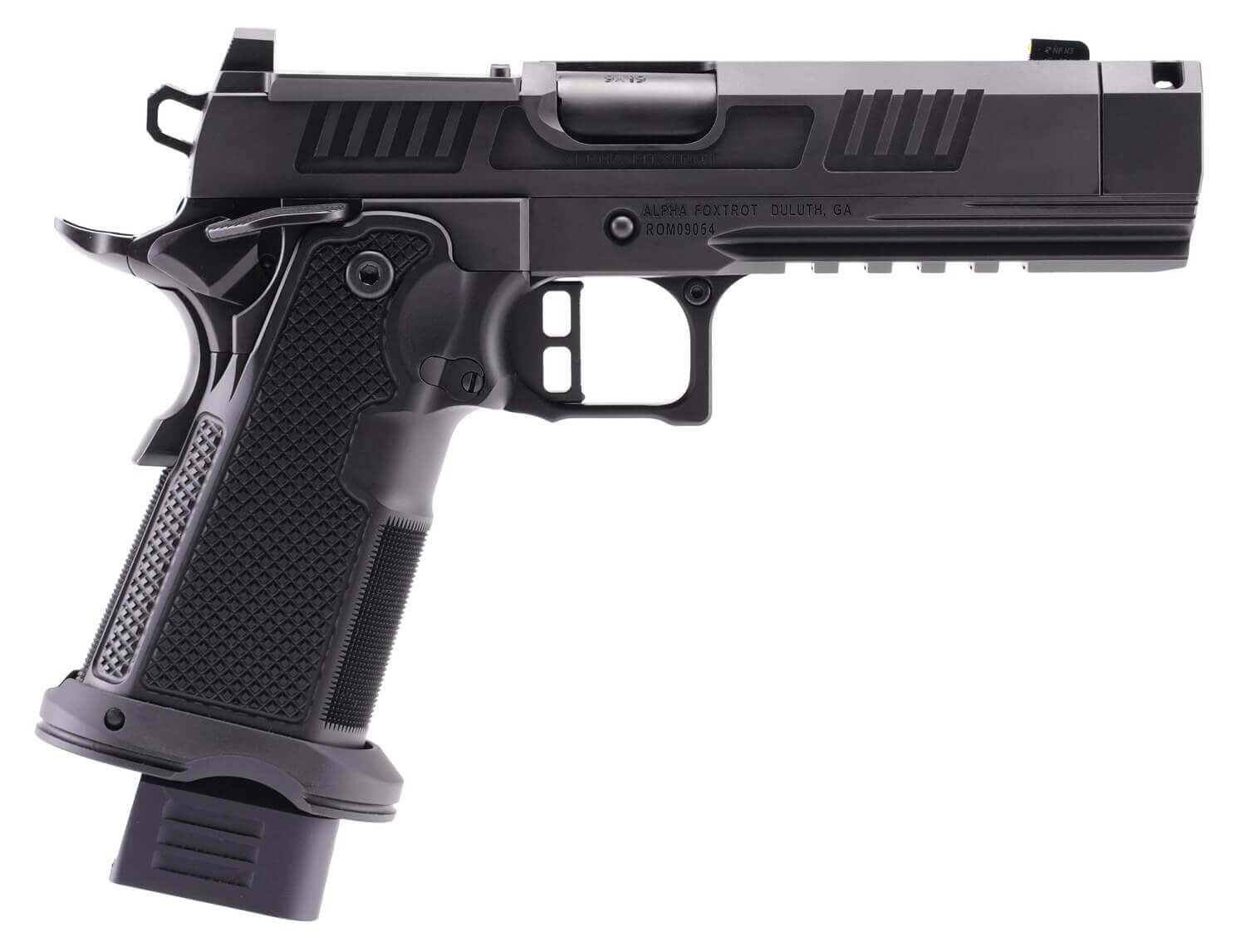 Alpha Foxtrot AA47X1CIG-XDBK19 AF1911 Romulus 9mm Luger 20+1 4.25" Black DLC Stainless Steel Threaded Compensated Barrel Optic Ready/Serrated Slide & Frame w/Beavertail & Picatinny Rail Aluminum Grip RMSc/RMR Footprint - Image 2