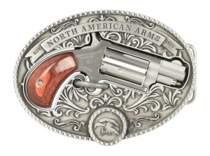 North American Arms 22MSBBO Chuckwagon w/Belt Buckle 22 Mag 5rd Shot 1.13" Matte Stainless Steel Barrel Stainless Cylinder & Frame Rosewood Grip