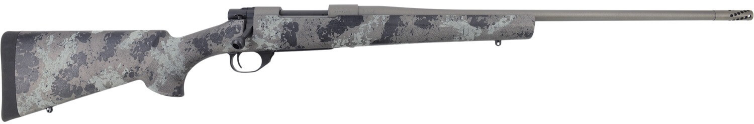 Howa HMFN300BLKGL 1500 Fence Line 300 AAC Blackout 5+1 16.25" Tungsten Cerakote Threaded Barrel Tungsten Cerakote Aluminum Drilled & Tapped Receiver Gray Light Camo Fixed Synthetic Stock Right Hand - Image 2