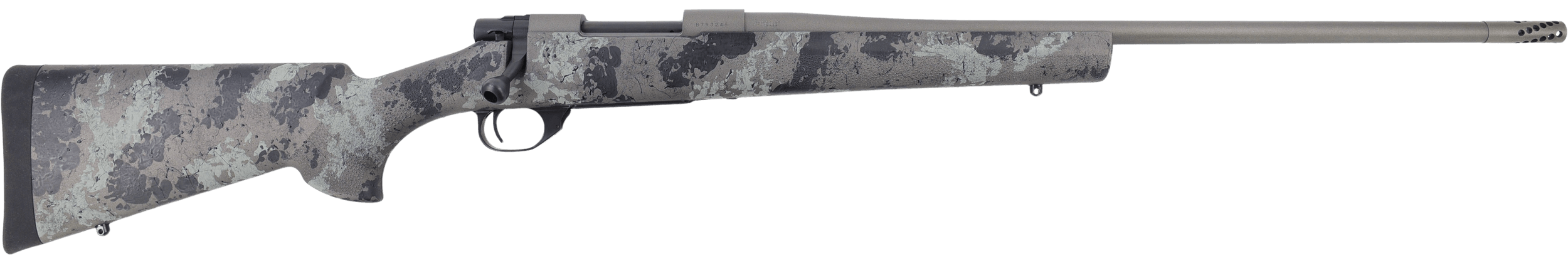 Howa HMFN300BLKGL 1500 Fence Line 300 AAC Blackout 5+1 16.25" Tungsten Cerakote Threaded Barrel Tungsten Cerakote Aluminum Drilled & Tapped Receiver Gray Light Camo Fixed Synthetic Stock Right Hand