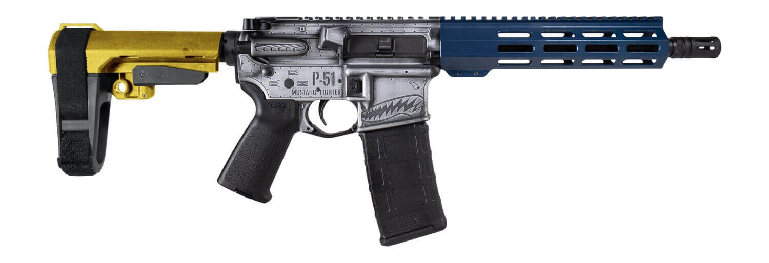 Shark Coast Tactical SCC07442P51-P P-51 Mustang 5.56 NATO 30+1 10.50" Black Nitride Threaded Barrel Aluminum Receiver w/Picatinny Rail M-LOK Handguard Polymer SB Tactical SBA3 Brace Magpul MOE Grip Right Hand - Image 2