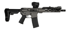 Shark Coast Tactical SCC06889GRYN300-P Grey Night Bundle 300 Blackout 30+1 10" Threaded Barrel  Aluminum Receiver w/Picatinny Rail  M-LOK Handguard  Polymer SB Tactical SBA3 Brace  Streamlight ProTac Rail Light 2  Vortex Crossfire Red Dot  Magpul MOE Grip