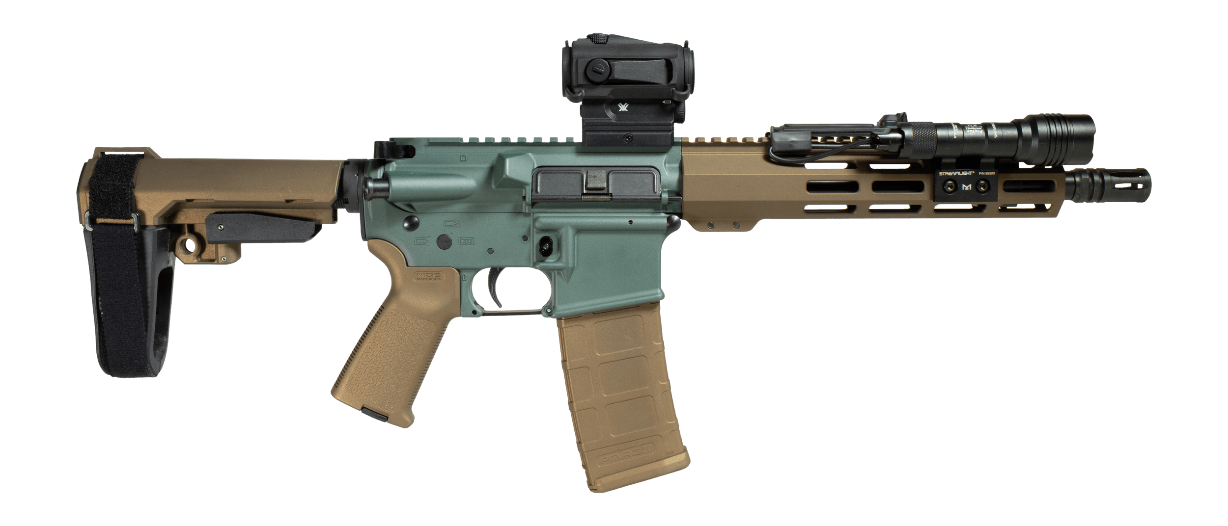 Shark Coast Tactical SCC06568GOB300-P Goblin Bundle 300 Blackout 30+1 10" Threaded Barrel Aluminum Receiver w/Picatinny Rail M-LOK Handguard Polymer SB Tactical SBA3 Brace Streamlight ProTac Rail Light 2 Vortex Crossfire Red Dot Magpul MOE Grip