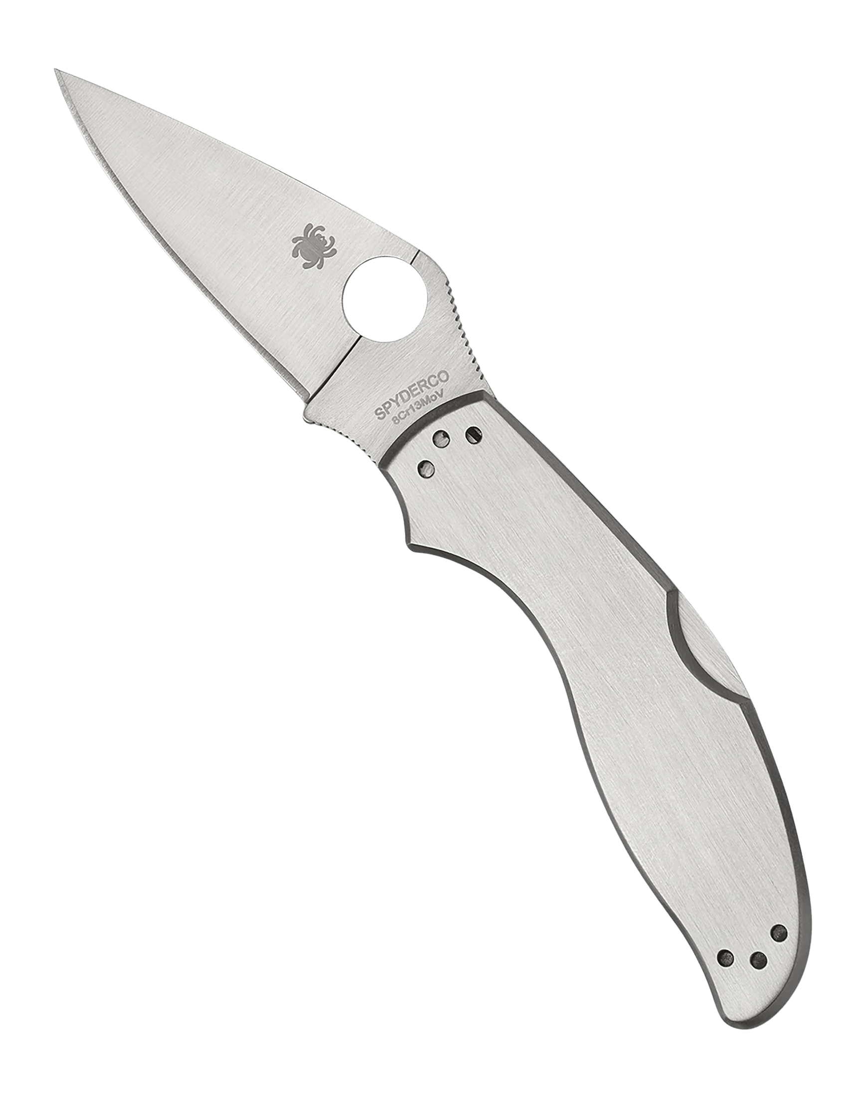 Spyderco C261P UpTern UpTern Plain Satin 8Cr13MoV SS Blade Satin Stainless Steel Handle
