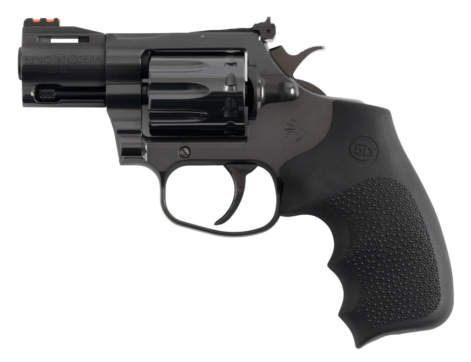 Colt Mfg KCOBRA22-BP2RFO King Cobra Target 22 LR 10rd Shot 2″ Blued Vent Rib Barrel Blued Carbon Steel Cylinder & Frame Black Hogue Overmolded Grip Exposed Hammer Colt Mfg KCOBRA22-BP2RFO King Cobra Target 22 LR 10rd Shot 2″ Blued Vent Rib Barrel Blued Carbon Steel Cylinder & Frame Black Hogue Overmolded Grip Exposed Hammer