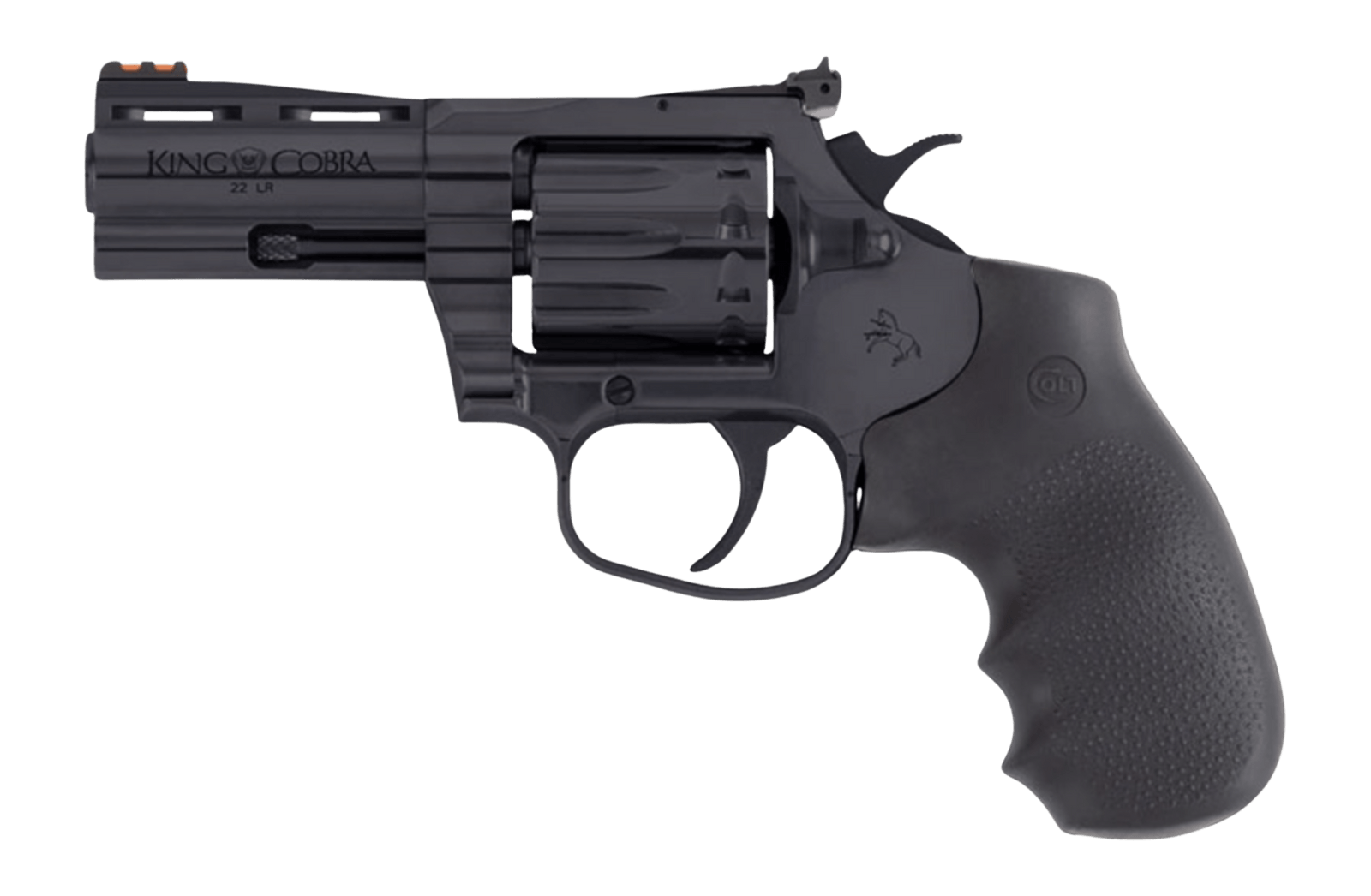 Colt Mfg KCOBRA22-BP3RFO King Cobra Target 22 LR 10rd Shot 3″ Blued Vent Rib Barrel Blued Carbon Steel Cylinder & Frame Black Hogue Overmolded Grip Exposed Hammer Colt Mfg KCOBRA22-BP3RFO King Cobra Target 22 LR 10rd Shot 3″ Blued Vent Rib Barrel Blued Carbon Steel Cylinder & Frame Black Hogue Overmolded Grip Exposed Hammer