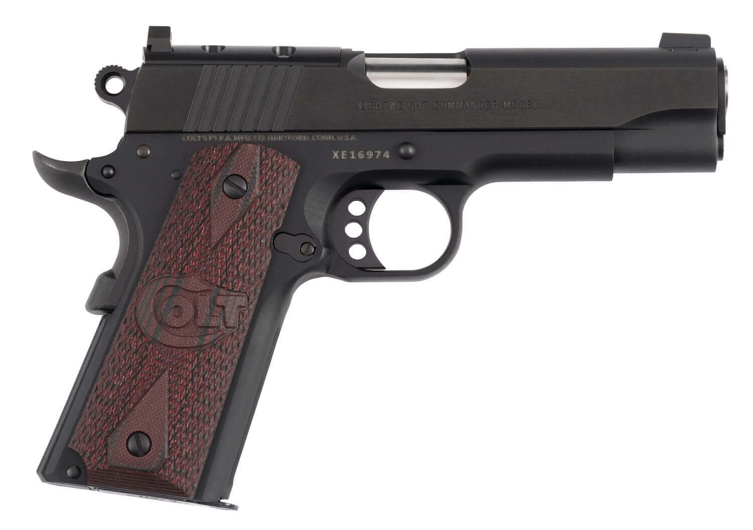 Colt Mfg O4840XE-OR 1911 Lightweight Commander 45 ACP 8+1 4.25" Stainless Barrel Matte Black Carbon Steel Optic Ready/Serrated Slide Matte Black Anodized Aluminum Frame w/Beavertail Black Cherry G10 Grip Right Hand - Image 4