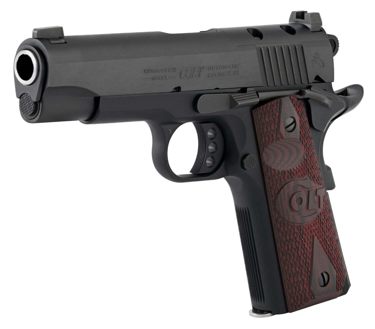 Colt Mfg O4840XE-OR 1911 Lightweight Commander 45 ACP 8+1 4.25" Stainless Barrel Matte Black Carbon Steel Optic Ready/Serrated Slide Matte Black Anodized Aluminum Frame w/Beavertail Black Cherry G10 Grip Right Hand - Image 3