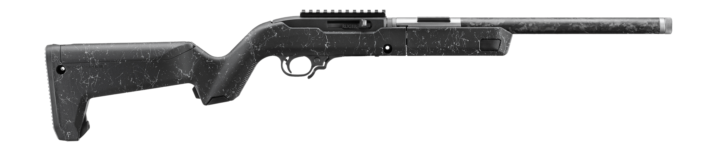 Ruger 32034 10/22 Carbon Fiber Takedown 22 LR 10+1 16.10″ Carbon Fiber Threaded Barrel Black Receiver w/Scope Rail Textured Black w/White Specks Magpul X-22 Backpacker Synthetic Stock Ruger 32034 10/22 Carbon Fiber Takedown 22 LR 10+1 16.10″ Carbon Fiber Threaded Barrel Black Receiver w/Scope Rail Textured Black w/White Specks Magpul X-22 Backpacker Synthetic Stock