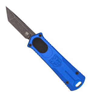 CobraTec Knives CALI952GEN2BLUTNS 952 Gen II *CA Complaint 1.88" OTF Tanto Plain Anodized D2 Steel Blade 3.13" Blue Anodized Aluminum Handle