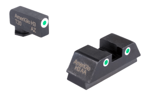 AmeriGlo GL339 3 Dot Square Notch Rear Green Tritium/White Outline Black Frame Fits Glock 42/43/43X/48 AmeriGlo GL339 3 Dot Square Notch Rear Green Tritium/White Outline Black Frame Fits Glock 42/43/43X/48