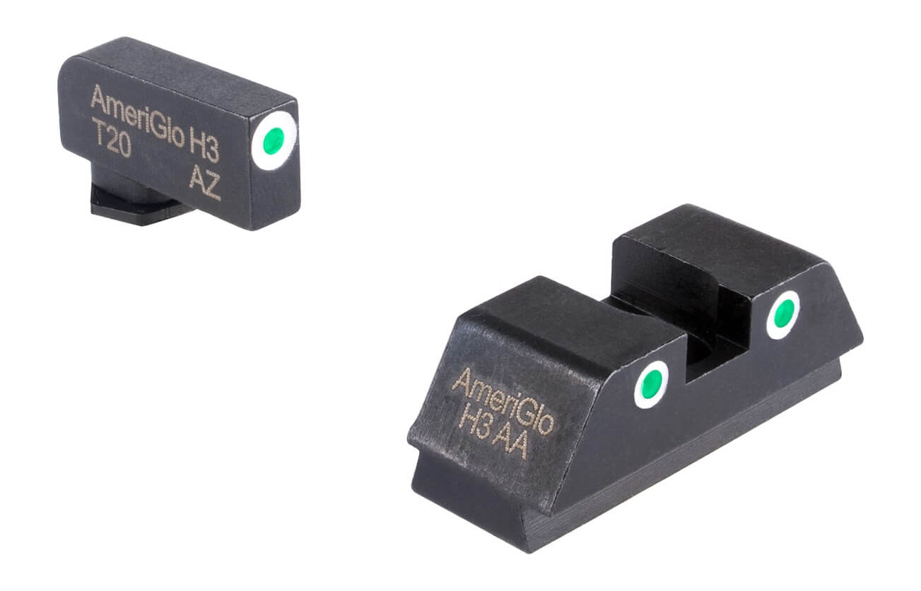 AmeriGlo GL339 3 Dot Square Notch Rear Green Tritium/White Outline Black Frame Fits Glock 42/43/43X/48 AmeriGlo GL339 3 Dot Square Notch Rear Green Tritium/White Outline Black Frame Fits Glock 42/43/43X/48