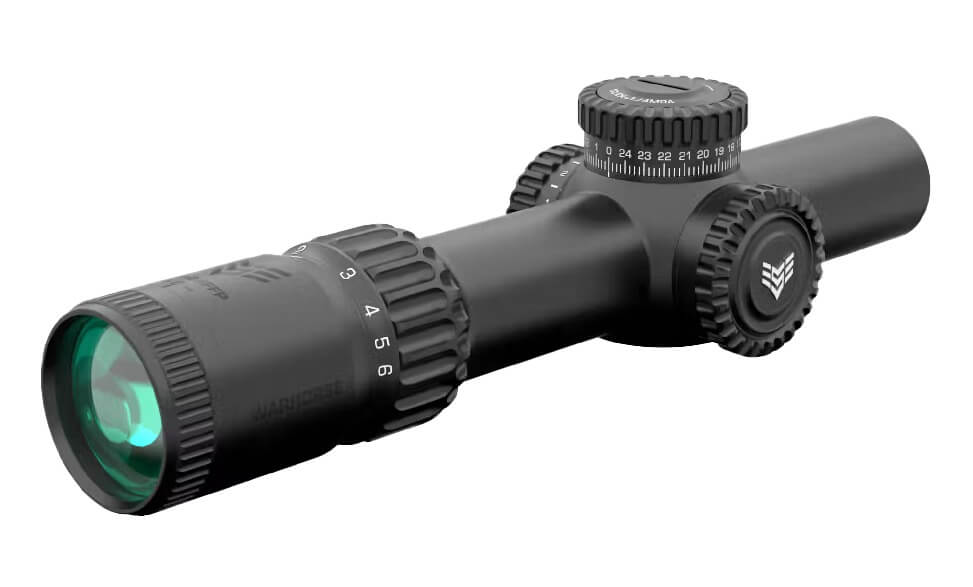 Swampfox Optics WAR16241GM Warhorse Black 1-6x 24mm 34mm Tube Green Dragoon MOA Reticle Swampfox Optics WAR16241GM Warhorse Black 1-6x 24mm 34mm Tube Green Dragoon MOA Reticle