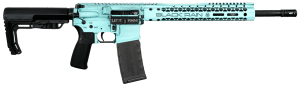 Black Rain Ordnance FUSIONTBB Fission 5.56 NATO 30+1 16" Black Nitride Threaded Barrel Robin Egg Blue Battleworn Aluminum Receiver w/Picatinny Rail M-LOK Handguard MFT Minimalist Black Polymer Stock Black MFT Grip