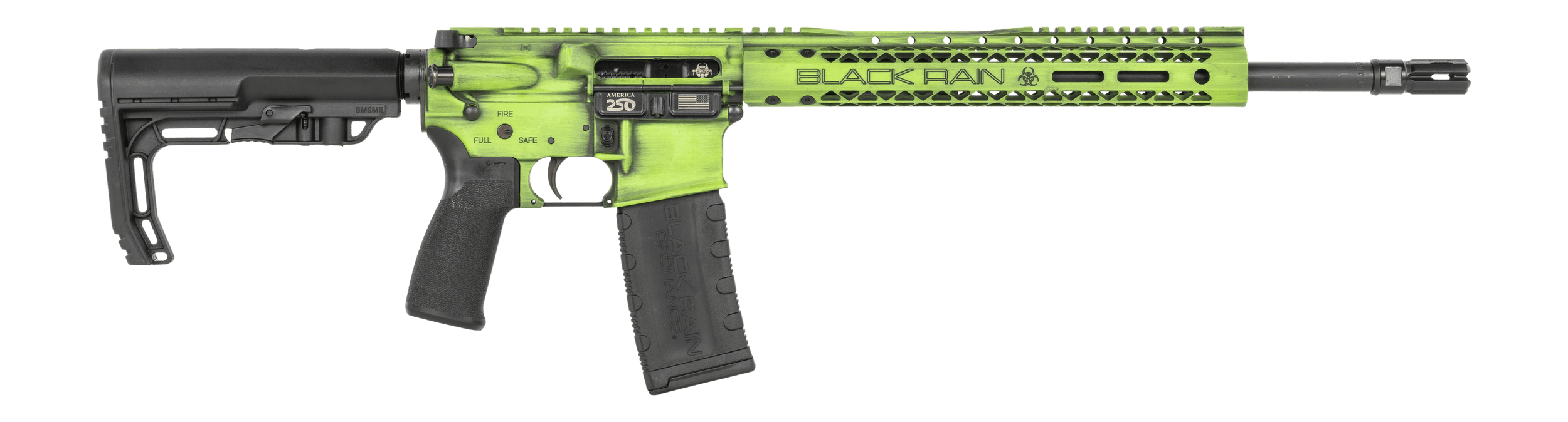 Black Rain Ordnance FUSION300BLKZGB Fission 300 Blackout 30+1 16" Black Nitride Threaded Barrel Zombie Green Battleworn Aluminum Receiver w/Picatinny Rail M-LOK Handguard MFT Minimalist Black Polymer Stock Black MFT Grip