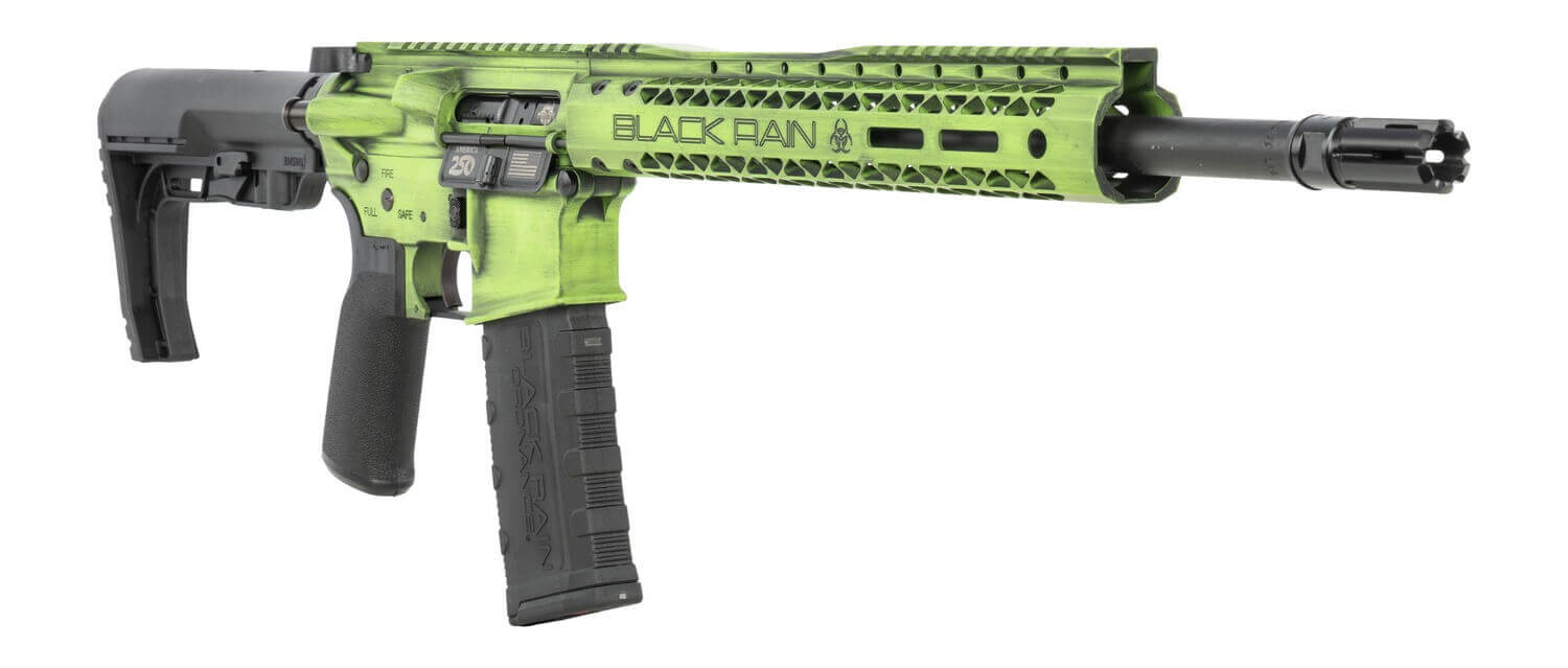 Black Rain Ordnance FUSION300BLKZGB Fission 300 Blackout 30+1 16" Black Nitride Threaded Barrel Zombie Green Battleworn Aluminum Receiver w/Picatinny Rail M-LOK Handguard MFT Minimalist Black Polymer Stock Black MFT Grip - Image 2