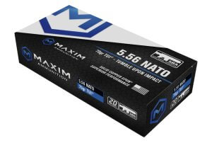 Maxim Defense MXM49002 Tumble Upon Impact (TUI) 5.56NATO 70gr Solid Copper Spun 20 Per Box/25 Case Maxim Defense MXM49002 Tumble Upon Impact (TUI) 5.56NATO 70gr Solid Copper Spun 20 Per Box/25 Case