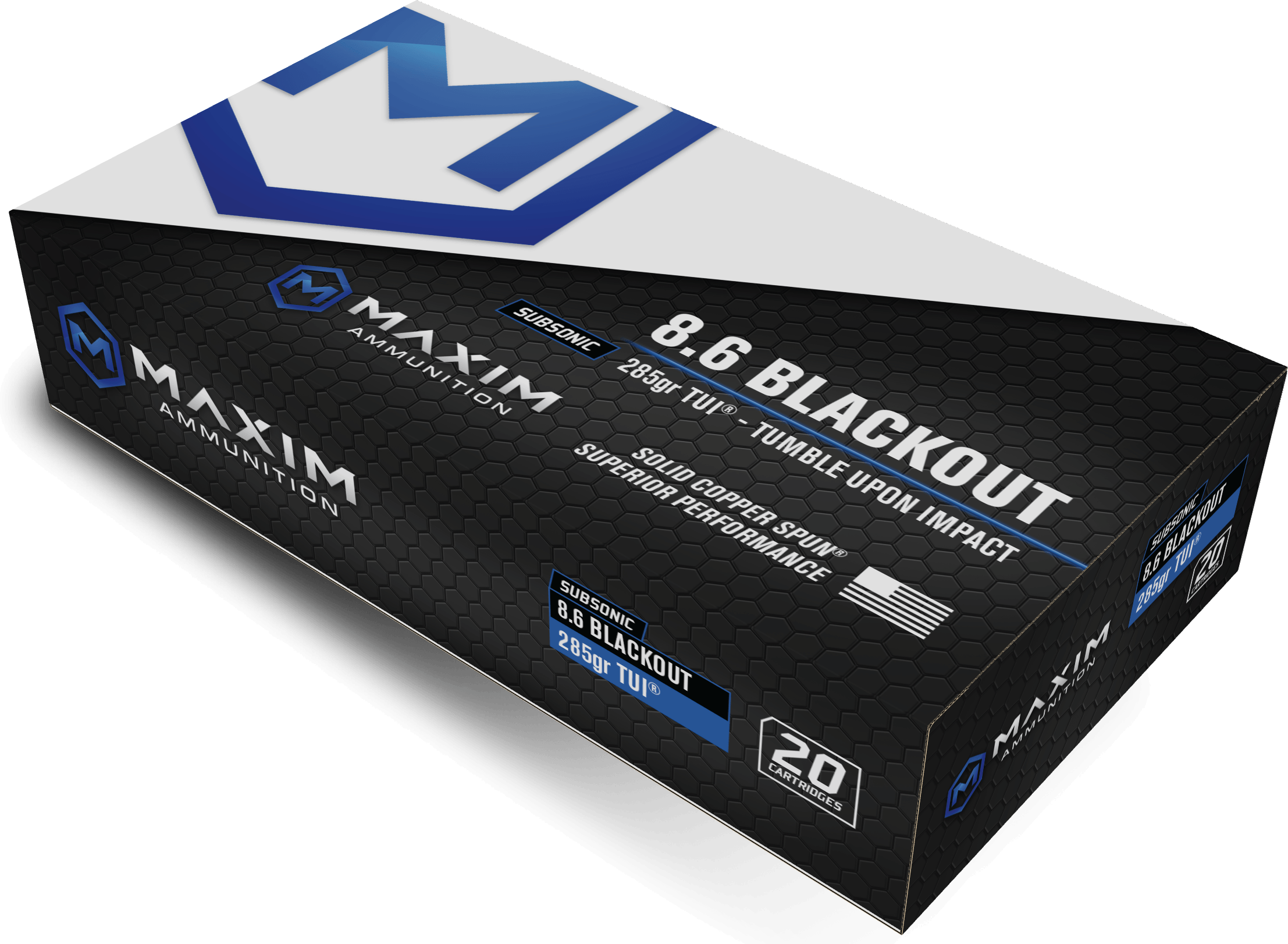 Maxim Defense MXM49143 Tumble Upon Impact (TUI) Subsonic 8.6Blackout 285gr Solid Copper Spun 20 Per Box/25 Case Maxim Defense MXM49143 Tumble Upon Impact (TUI) Subsonic 8.6Blackout 285gr Solid Copper Spun 20 Per Box/25 Case