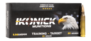 Ikonick Usa IU-556-55FM-B20 Premium Range 5.56x45mm 55gr Full Metal Jacket Boat Tail 20/Box