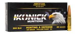 Ikonick Usa IU-300-115HP-B20 300Blackout 115gr Controlled Chaos Solid Copper Hollow Point Boat Tail 20/Box