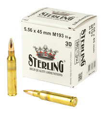 Sterling 8698779967222 M193 5.56x45mm NATO 55 gr Full Metal Jacket 30 Per Box/ 50 Cs Sterling 8698779967222 M193 5.56x45mm NATO 55 gr Full Metal Jacket 30 Per Box/ 50 Cs